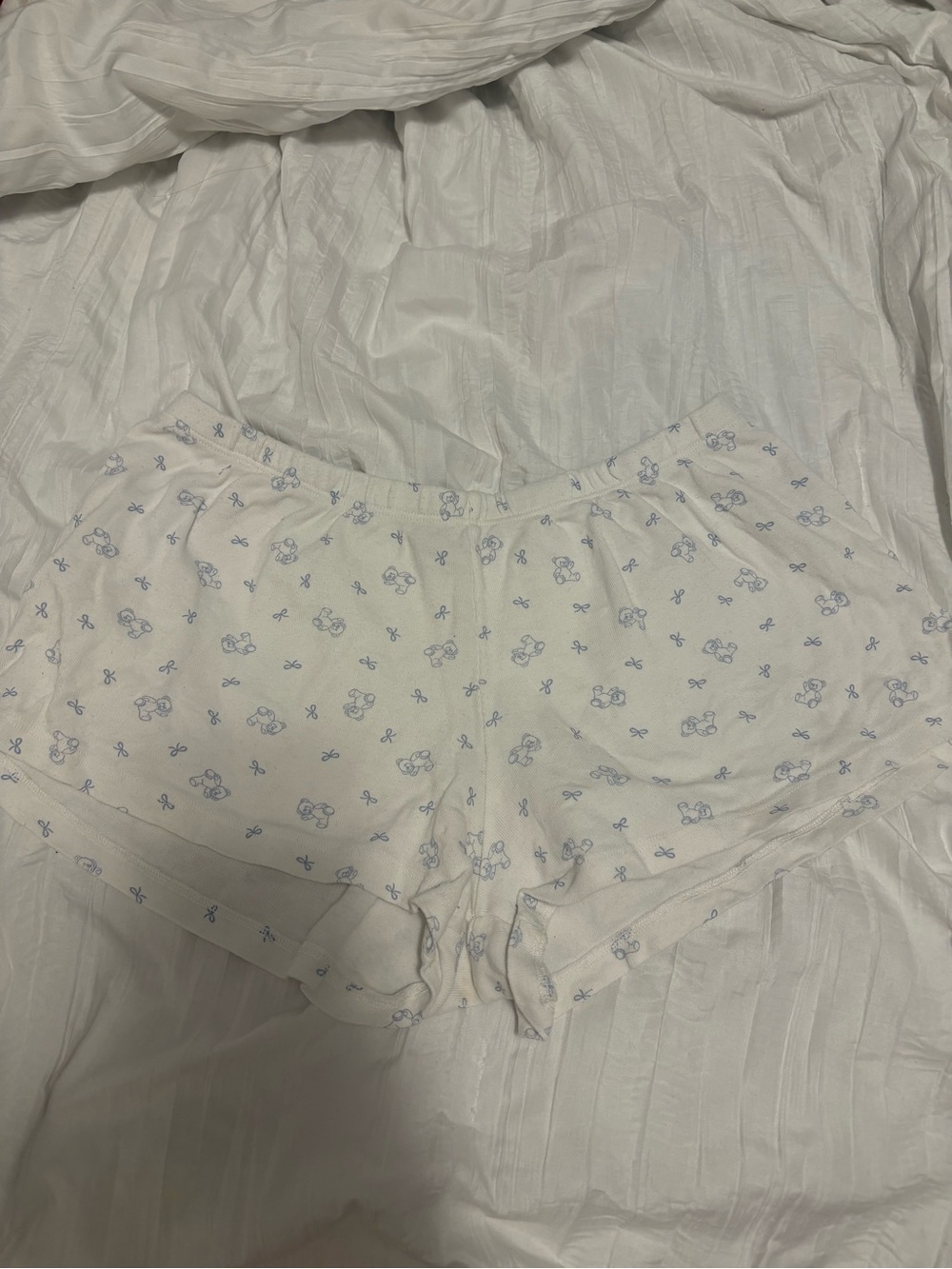 Brandy Melville White Sleep Shorts with Light Blue Floral Print